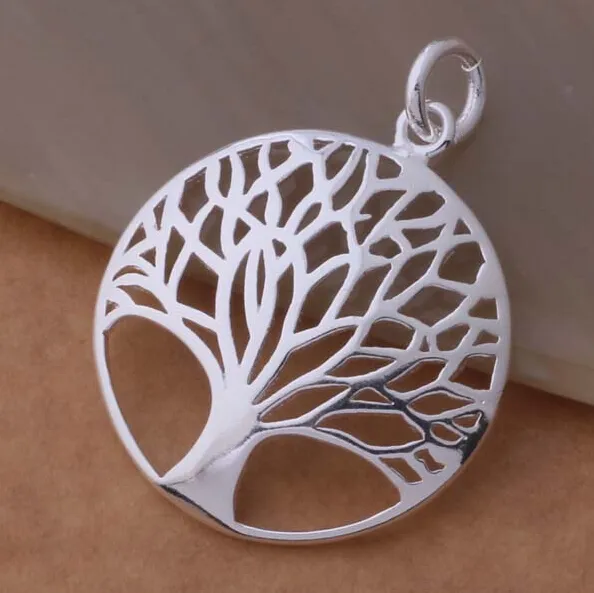 Mode Silver Tree of Life Pendant Necklace Silver Totem Religion 18Inch krage Popular 925 Bröllop Valentines Day Jewelry234X