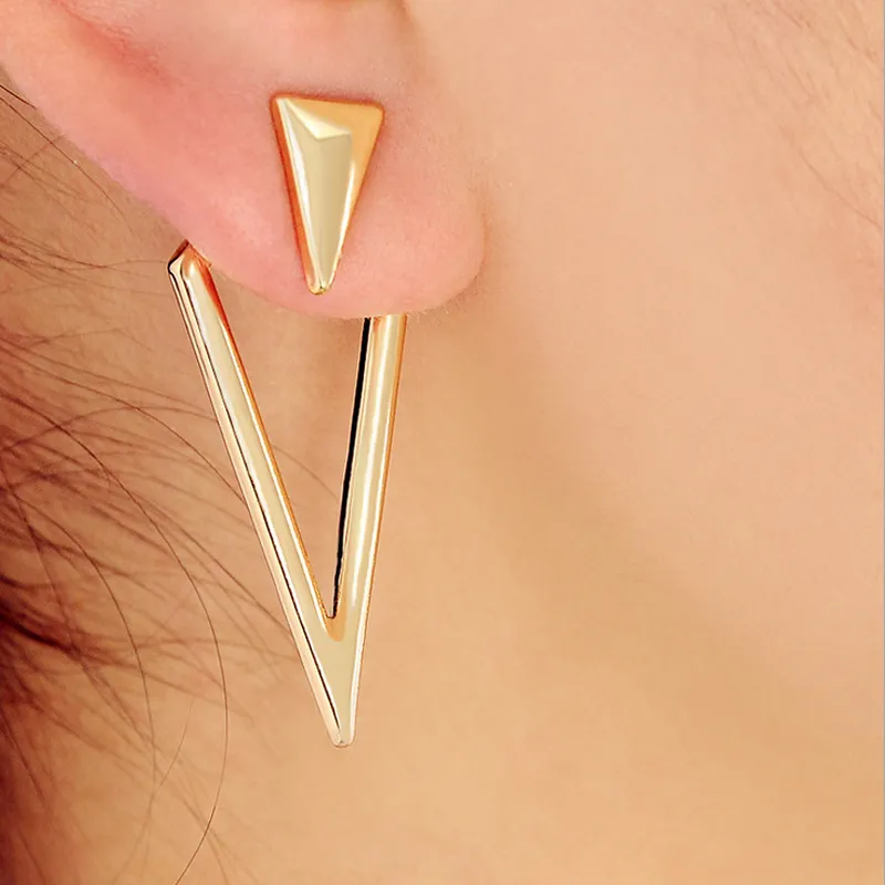 En gros Drôle Nouveau Punk Fendu Arrière Pendaison Long Triangle Géométrique Boucle D'oreille Énoncé Déclaration Boucle D'oreille Bijoux Pour Geeks EFE044