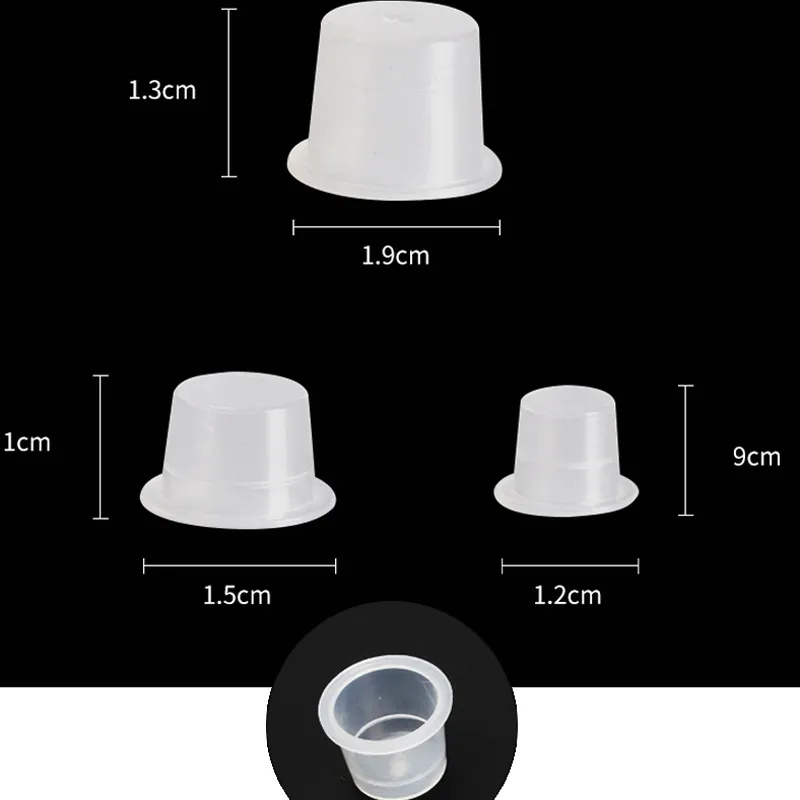 Hurtownie 1000 SZTUK 9mm Mały rozmiar Clear White Tattoo Cups Cups Plastikowe TtaToo Caps Compplply Gorąca Sprzedaż Darmowa Wysyłka
