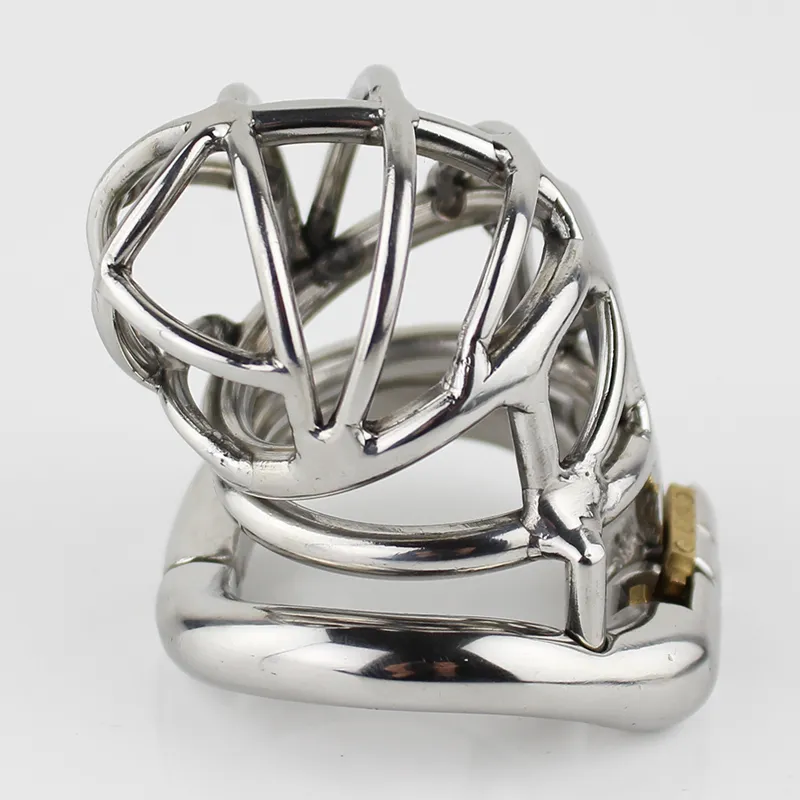 Dernière conception dispositif de chasteté masculine en acier inoxydable Cage à coq adulte avec courbe anneau de coq jouets sexuels ceinture de chasteté de Bondage