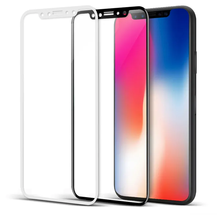 Full täckt tempererat glas 3D Curved Soft Edge Rim Full Screen Proctor Carbon Fiber Design för iPhone X 8 7 5 Inget paket