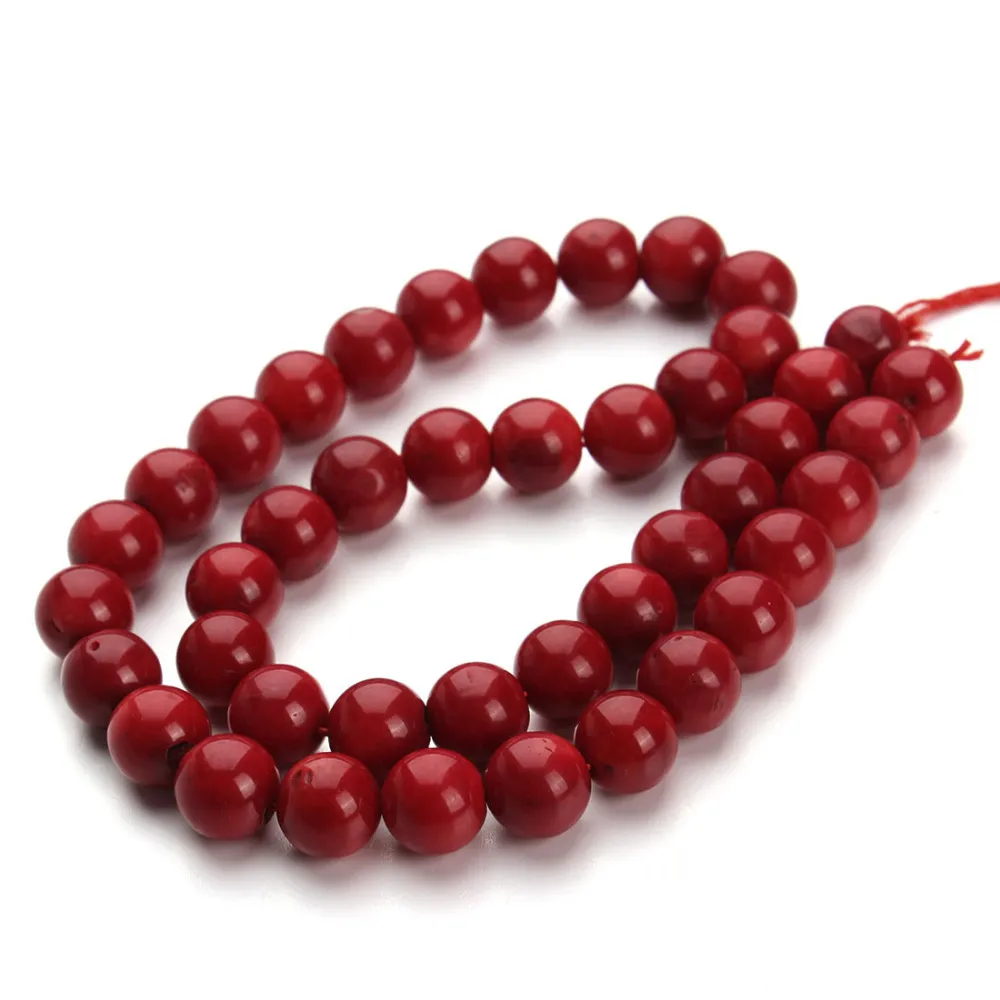 1Strand Round Red Coral Beads Natural Stone Fashion Jewelry Pärlor för smycken som gör DIY -armband Halsband Löst pärlor270h