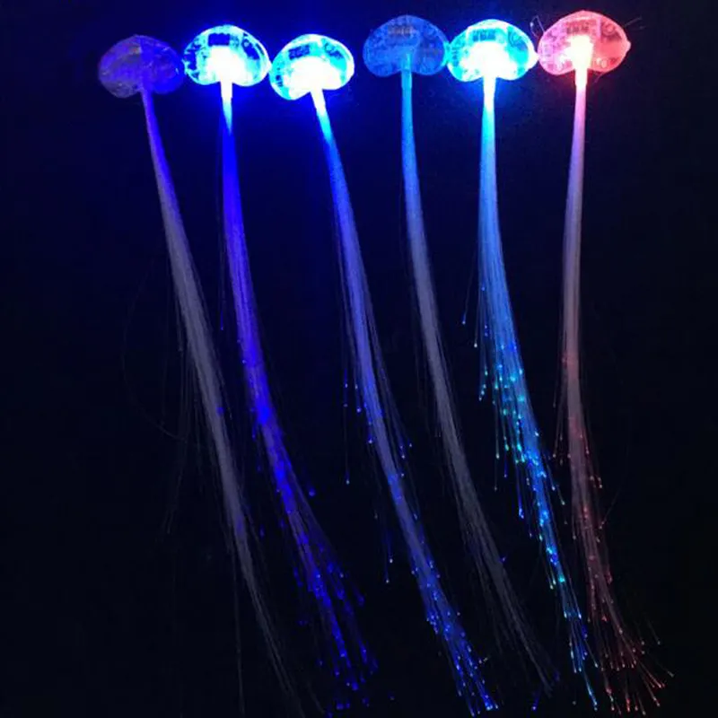 Glow Blinking Hair Clip Flash LED Braid Show Party Decoration Colorful Luminous Braid Optical Fiber Wire Hairpin