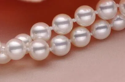8 mm kleur pure witte natuurlijke parels, Nanyang shell parel is ronde natuurlijke shell parel heeft lange vrouwen trui ketting 120 mm