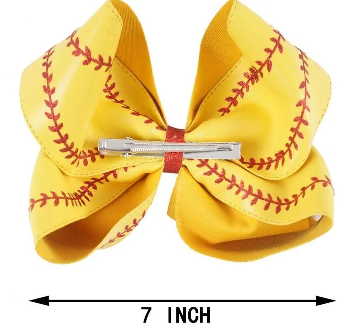 Yoga Hair Bands Baseball e Softball 7 polegadas Baseball Cabinho de arco de softball laço branco beisebol