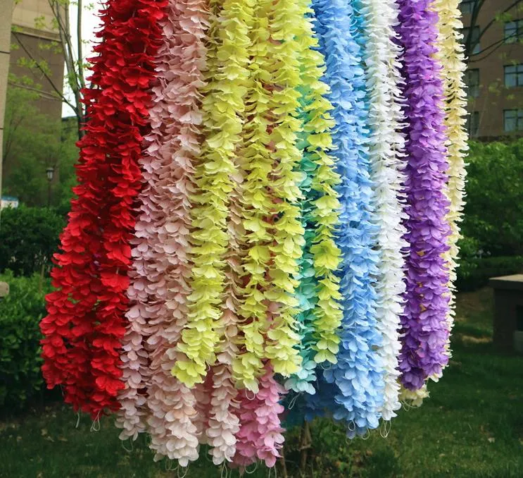 Elegant White Orchid Wisteria Vines Each Strip 79 Inches Silk Artificial Flower Wreaths For Weding Decoration