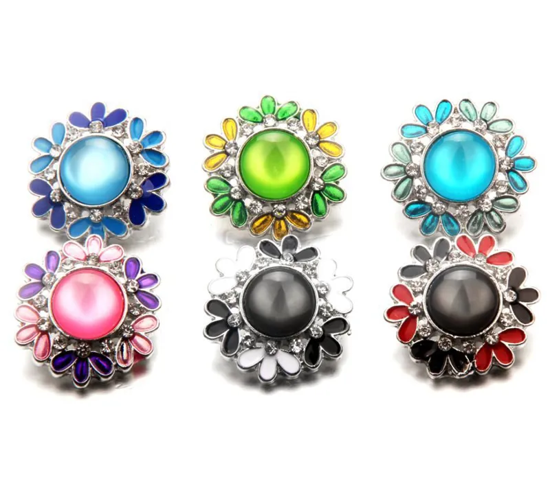 Gros-cheper plus récent fleur strass plus récent bouton rivca bouton pression 18mm bouton bijoux