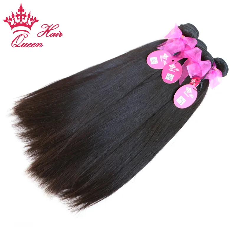 Drottning hårprodukter 100% brasiliansk jungfrulig hår väft naturlig rakt 8-28 tum / jungfru brasilianska mänskliga hår rakt naturlig färg 1b snabb frakt