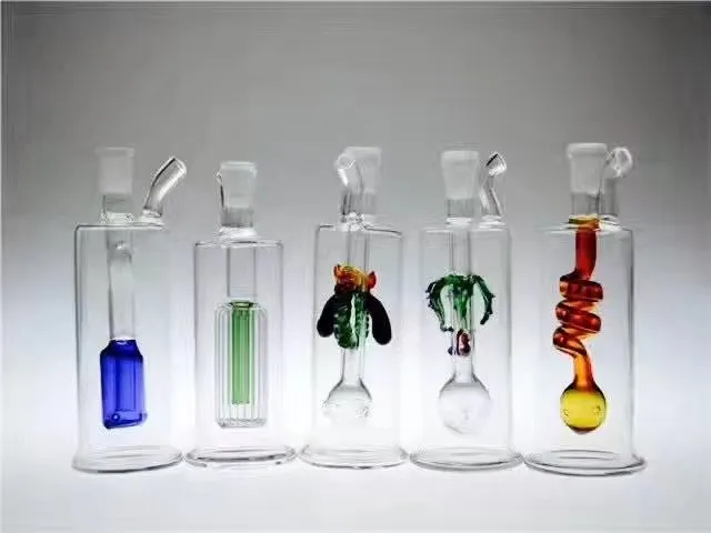 Les tuyaux en verre multicolores envoient des accessoires, des conduites d'eau bongs en verre hooakahs deux fonctions pour les plates-formes pétrolières bongs en verre