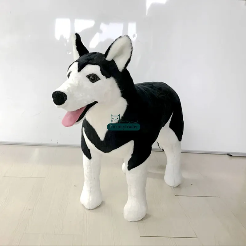 Dorimytrader Hot Giant Emulational Dog Peluche Farcito Realistico Black Husky Doll Decorazione Regali Bambini 39inch 100cm DY60975