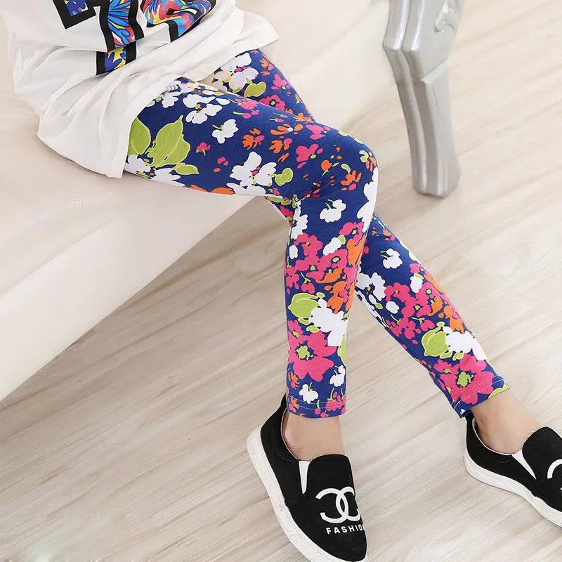 2017 våren baby barn leggings heta barn flickor blomma tryckt toddler baby floral leggins byxor flickor legging baby flicka leggings