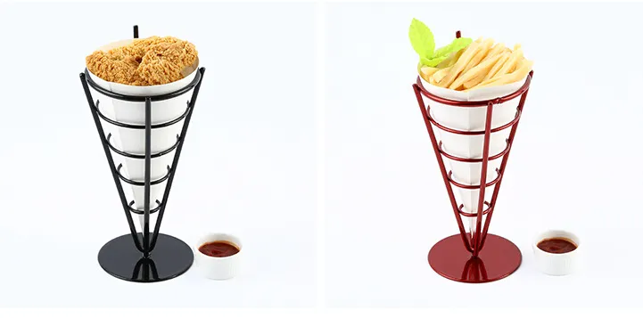 Corkscrew Iron Chips Frytki Frytki Kosz Fries Holder Przekąska Rama Przekąska Kosz Smażony Kurczak French Fries Cup