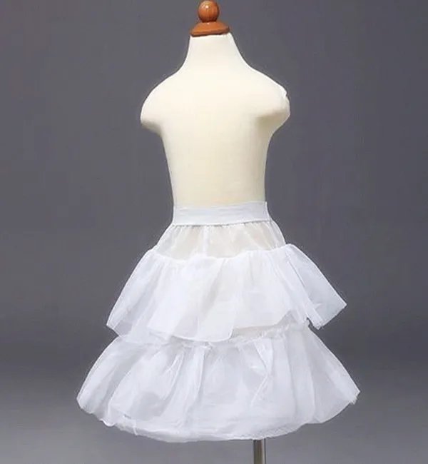 Das meninas Petticoa anáguas anáguas de casamento dama de honra acessórios Crinolina Branco 1-Hoop 2-Layer Flower Girl Dress Kid Underskirt