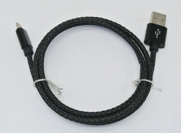 Micro USB-typ C 1M 3FT 2.0A WAVE Flätad Aluminiummetalladapter Laddare Kabel Nylon flätad ledning Tråd för smart telefon 