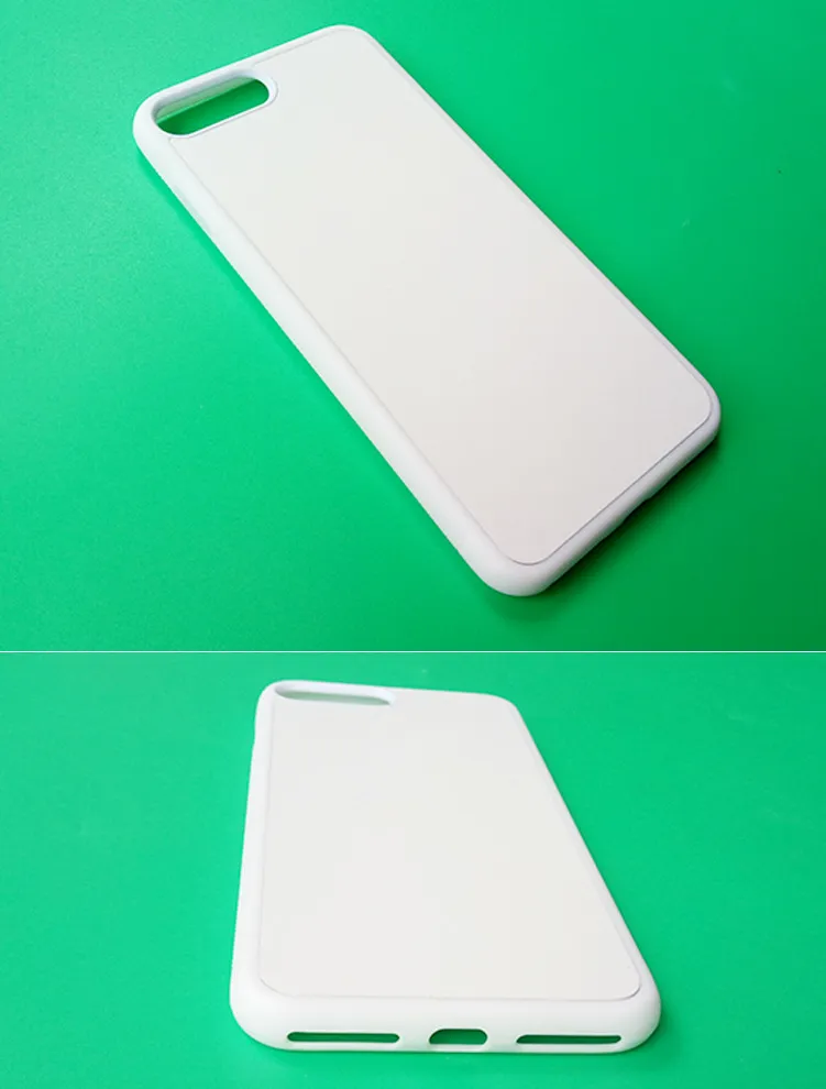 200 peças atacado capas de sublimação 2d para iphone 7 7plus estilo diy capas traseiras rígidas com inserção em branco de metal de alumínio