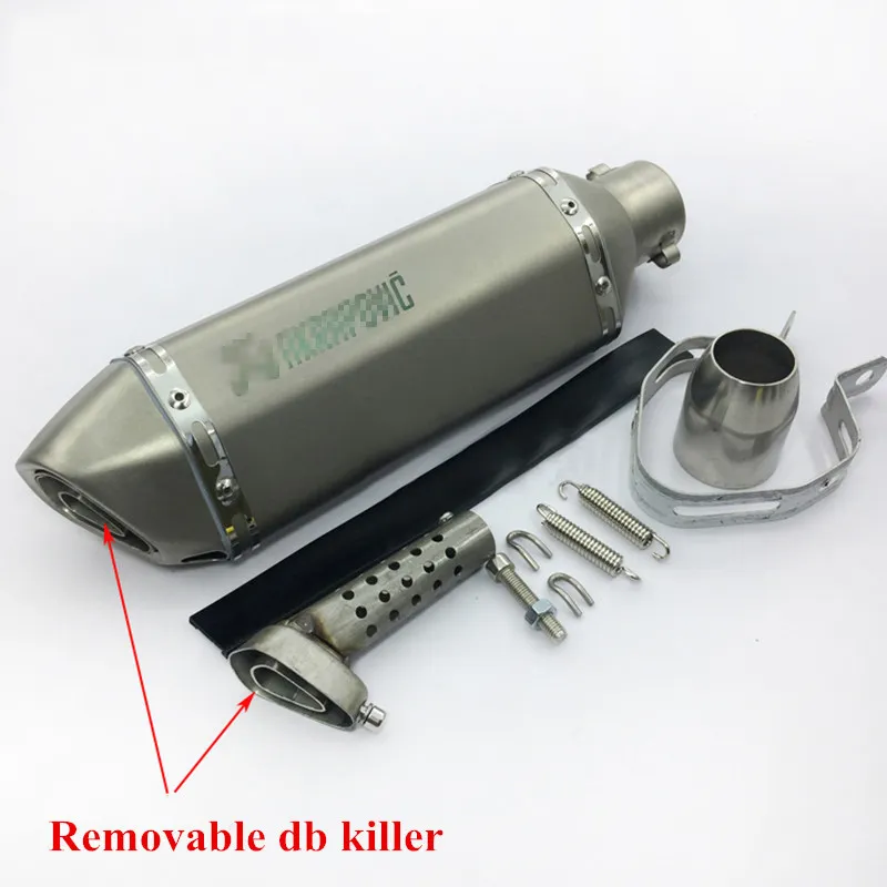 Laser Marking Akrapovic 38-51mm Universal Motorcycle Exhaust Muffler Pipe Silencer With Removable DB Killer