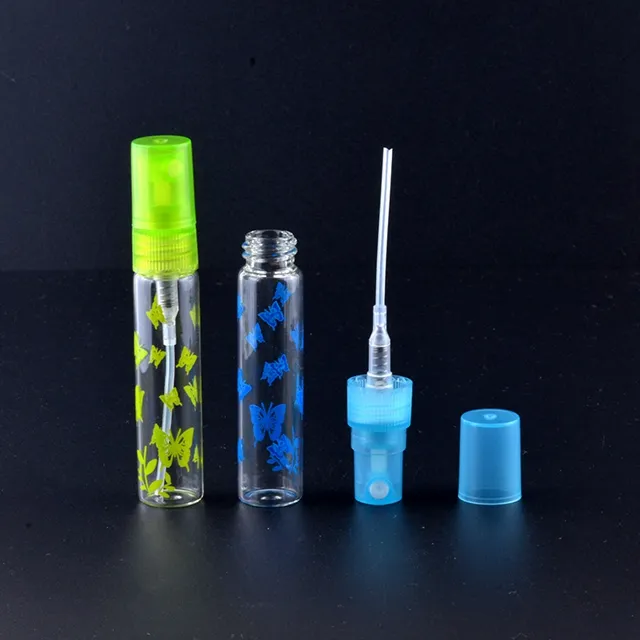 Gloednieuw 5ml Mini schattige draagbare glazen parfumfles met plastic spuitparfum geval