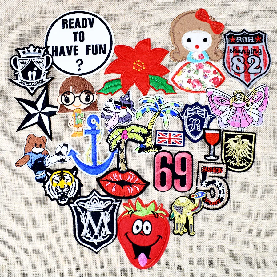 Diy patches for clothing iron embroidered patch applique iron on patches sewing accessories badge stickers for clothes bag 