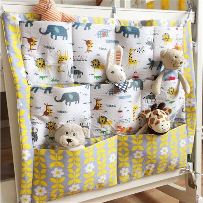 Cartoon Animal Bawełna Niemowląt Torby Łóżeczko Baby Bed Do Przechowywania Kieszenie Wiszące Baby Magazyn Torba Crib Organizer Baby Room Decoration Kid351