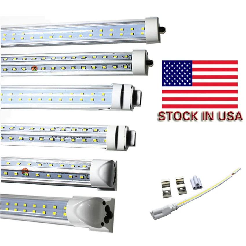 8ft LED-buizen R17D HO Roterende enkele pin G13 LED-buisverlichting 8ft FA8 SMD2835 LED-lampen AC 85-265V Fluorescent T8 Winkellicht Garage Armaturen V-vormige magazijn Workshop