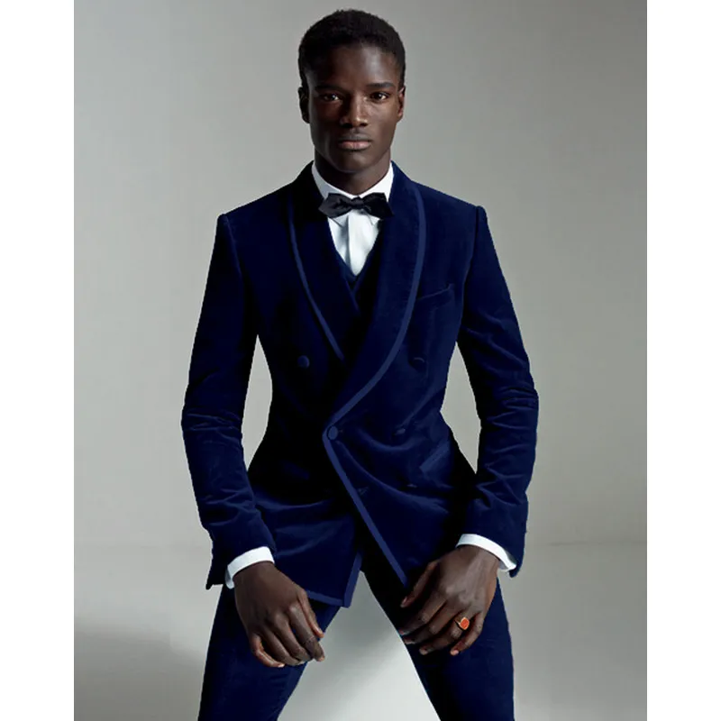 High Quality Navy Blue Velvet Men Wedding Royal Blue Tuxedo Groom Tuxedos  Peak Lapel One Button Men Blazer SuitJacket+Pants+Tie 1704 From Good Happy,  $69.06 | DHgate.Com