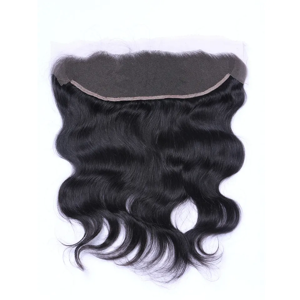 Body Wave Menselijk Haar 13x4 Kant Frontale sluiting Pre Geplukt Natuurlijke haarlijnsluitingen