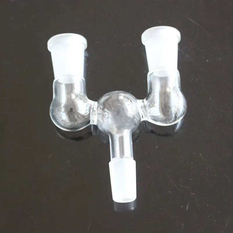 Un tour deux Verre Drop Down Dropdown double bol adaptateur Narguilés 14mm 18mm mâle à femelle pour Bong Water Pipes