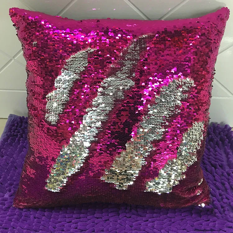 Double Sequin Pillow Case Cover Glamour Square Pillow Case Cushion Cover Home Sofa Car Decor Mermaid Pillow Covers Without core WX-P01