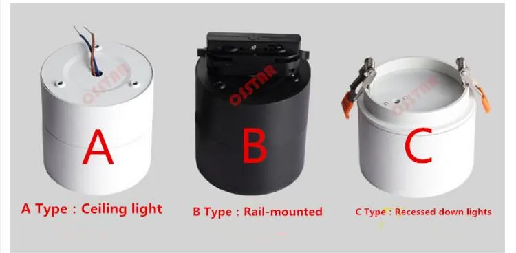 عكس الضوء الجديد COB LED النازل يمكن ضبط زاوية 10W / 15W / 20W بقعة ضوء سطح السقف الخيالة مصباح شحن مجاني