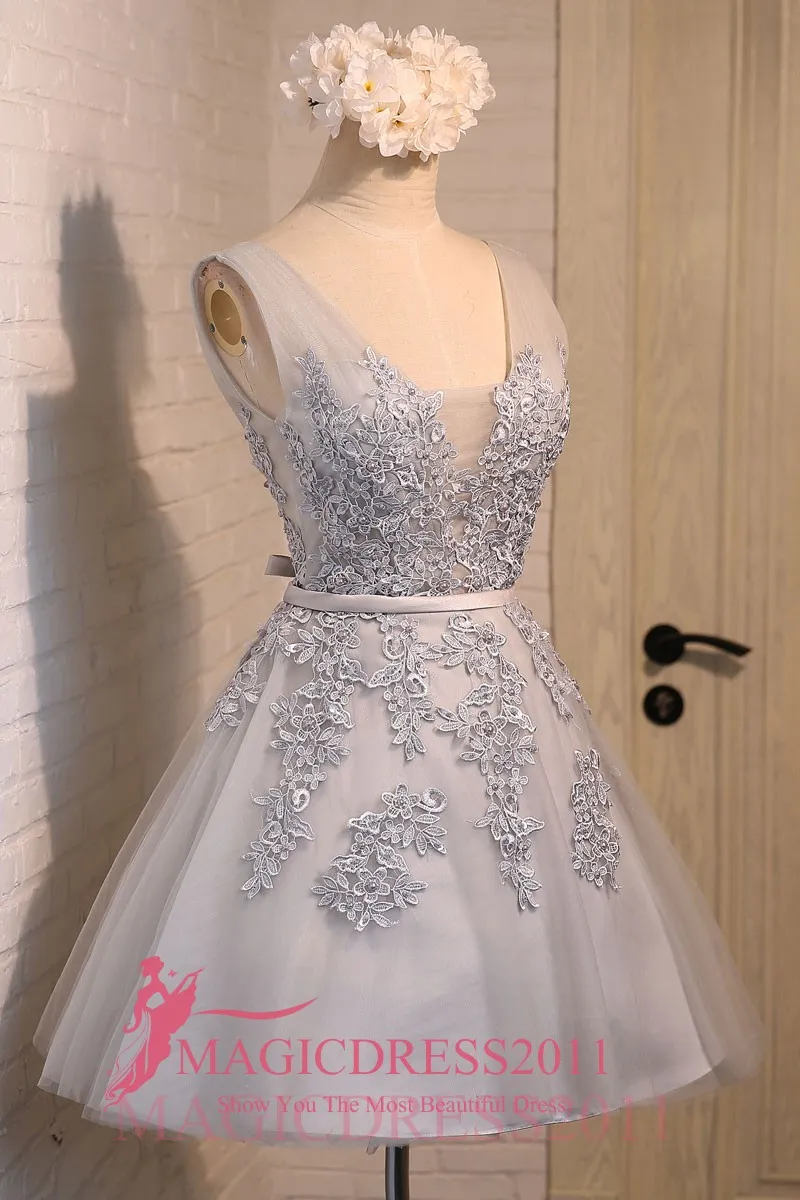 Little Silver Party Dresses 2019 A-Line Lace Short Mini Sheer Straps Prom  Homecoming Dress from Dhgate Party Dresses - price 97.47