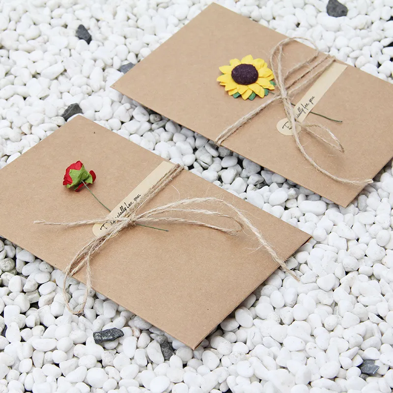 tarjeta de felicitación tarjetas de invitación de boda tarjetas de boda hechas a mano tarjeta de invitación de fiesta con flor de papel y cuerda, adhesivo de sellado