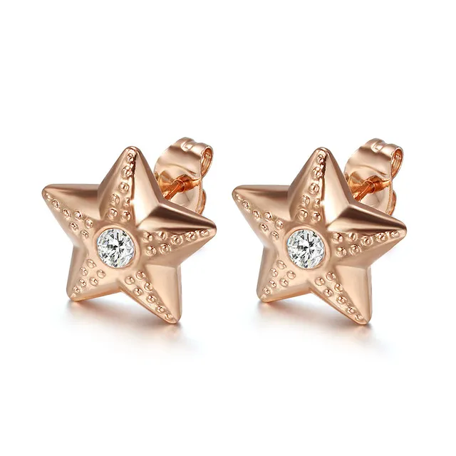 Fünf Sterne Frauen Stein Ohrringe Mode Edelstahl Ohrringe für Frauen Hohe Qualität Rose Gold Ohrringe Großhandel