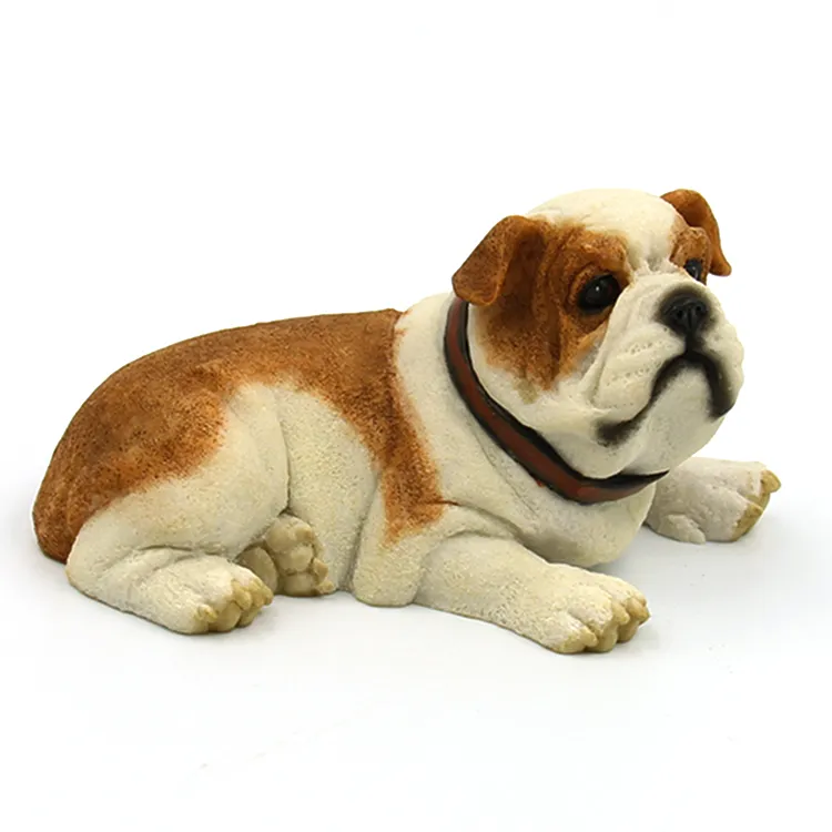 Arti e mestieri Simpatica statuetta di cucciolo di bulldog inglese sdraiato regalo gli amanti dei cani 5,6 pollici