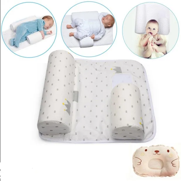 2017 Nuevo bebé recién nacido posicionador de sueño almohada antivuelco con funda de sábana + almohada 2 uds conjuntos