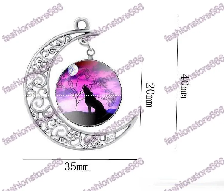Hot Breaking the Moon Time Gemstone Necklace for women Fashion Wolf Totem Retro Alloy Pendant necklaces with chains