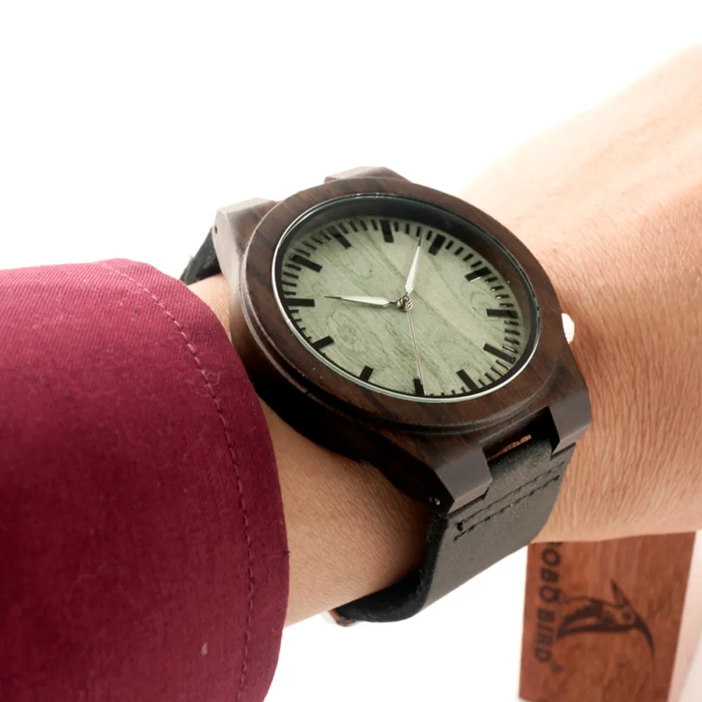 Bobo Bird B14 orologi in legno vintage orologio da polso in stile Fasgion uomini Il quadrante verde sar￠ un regalo amici304r