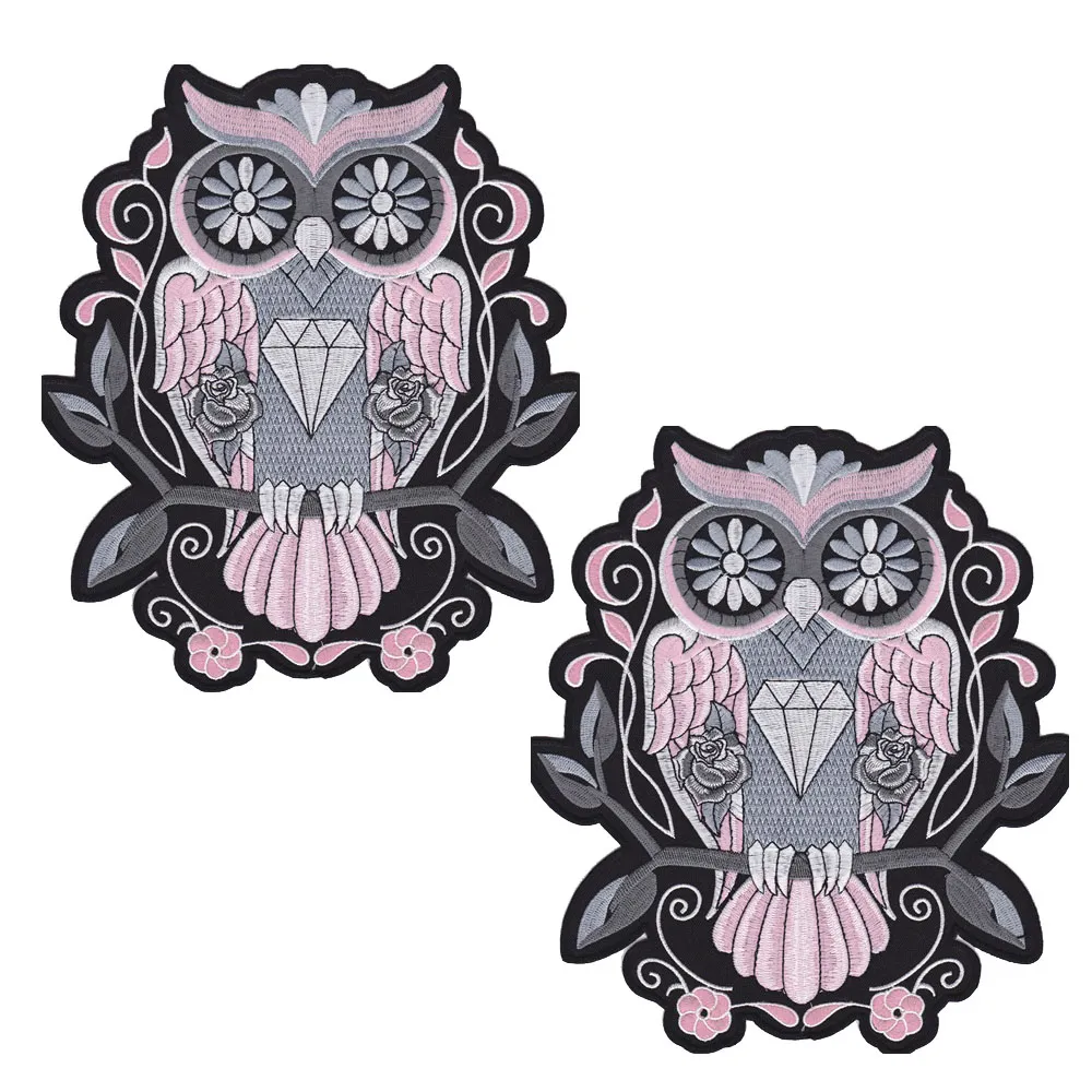 Fashion Night Owl PINK BACK EMBROIDERED Flight Suit PATCH MOTORCYCLE BIKER PATCH IRON ON VEST JACKET Bird of Minerva Badge 7772757