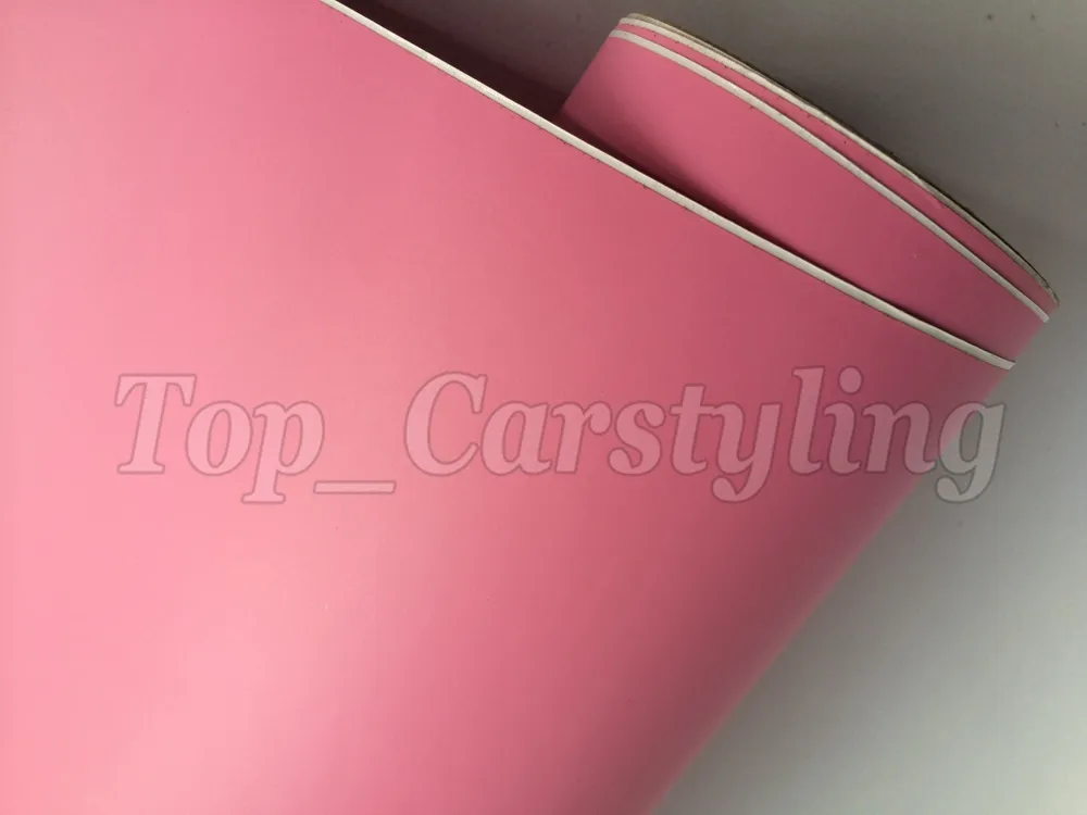 Film d'enveloppe de voiture en vinyle rose satiné avec vinyle mat sans bulles d'air pour l'emballage du véhicule couvrant la feuille de décalcomanie 1,52x30 m/rouleau 5 pieds x 98 pieds