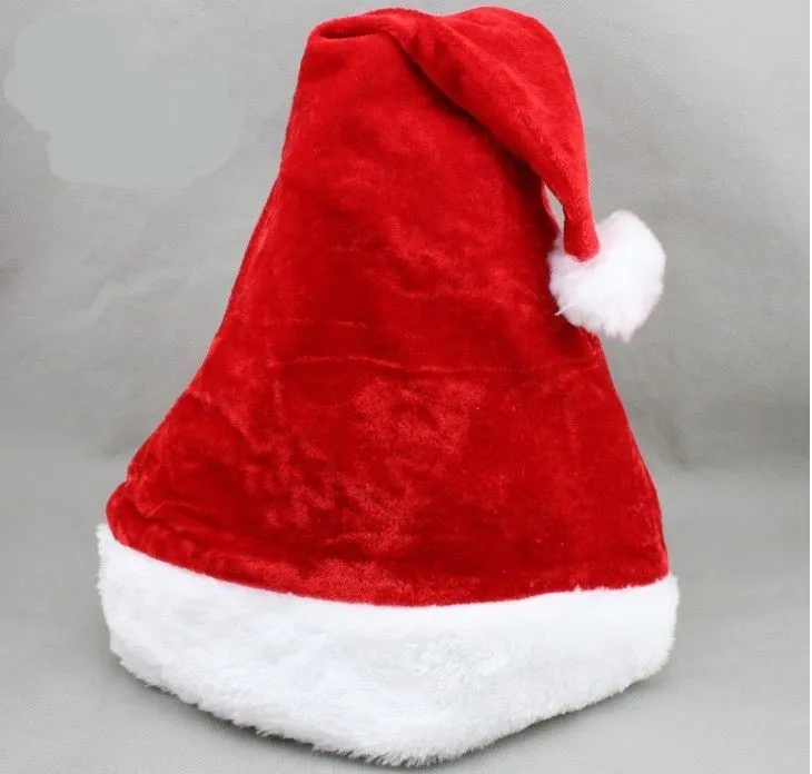 Hoogwaardige kerstmuts Volwassen Kerstfeest Cap Red Pluche Hoed voor Santa Claus Kostuum Kerstdecoratie Gift WA1499