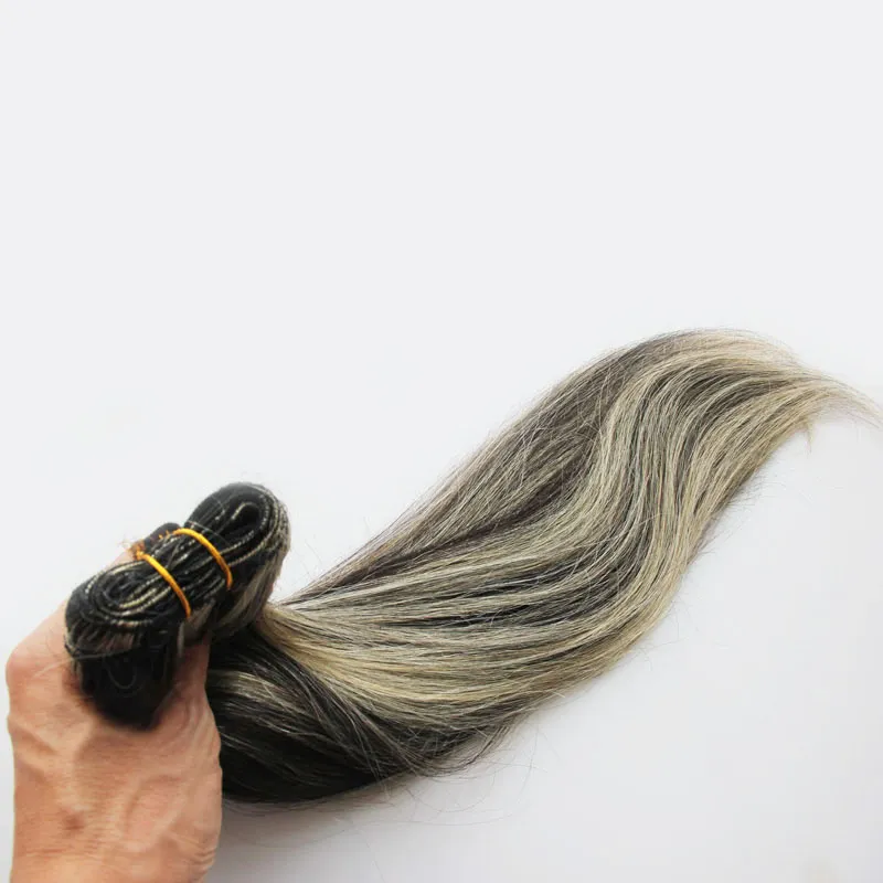 Fasci di estensioni dei capelli lisci dei capelli vergini peruviani 100 g di estensioni dei capelli umani tessere 1 PZ 1B / E PIANO