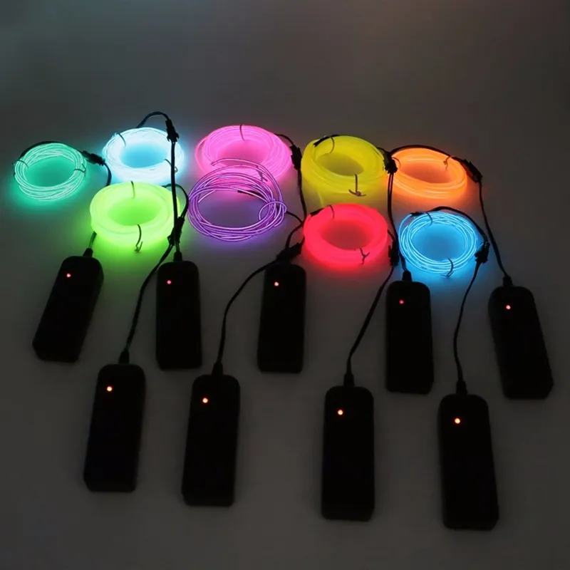 Umlight1688 2M 3M 5 M Flexibele Neon Light Gloed EL Draad Licht Touw Tube Auto Dans Party Kostuum + Batterijcontroller