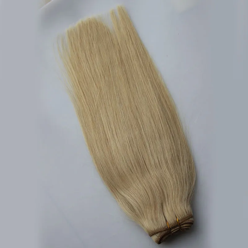 613 Blond hårväv Straight VIP Beauty Hair 100g Human Hair Crochet Weave Bundles 613 Färg Blondin Bundlar