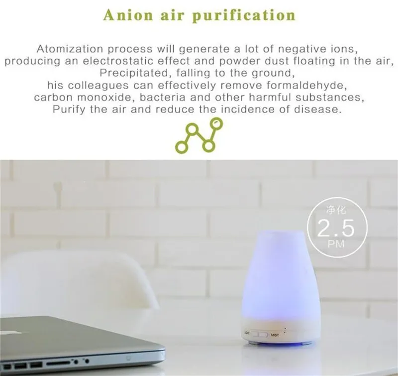 100ml Diffusore di Olio Essenziale Portatile Aroma Umidificatore Diffusore LED Luce Notturna Ad Ultrasuoni Nebbia Fredda Aria Fresca Spa Aromaterapia