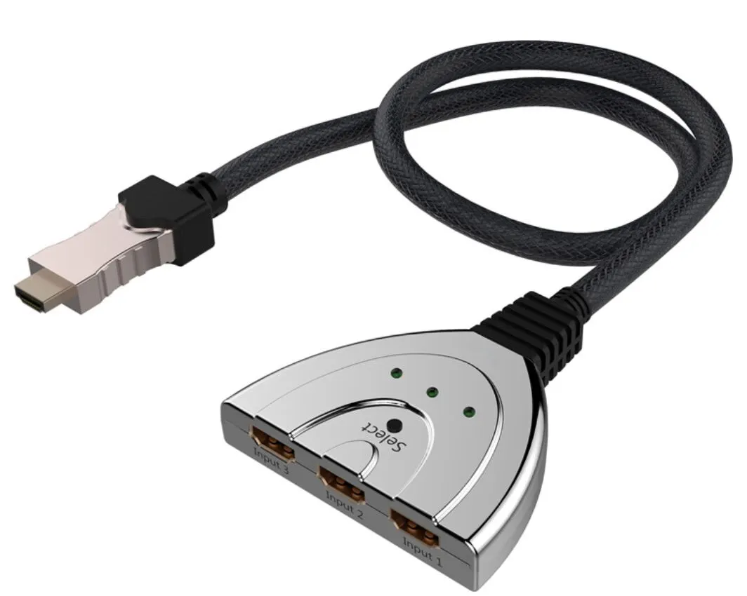 Hochwertiger 4K *2K 3 Port HDMI Switch Splitter SP1080p 3D Switcher 3x1 Auto Switch 3-In 1-Out Pigtail 1 in 3 Out-Kabel für HDTV-Spielekonsole