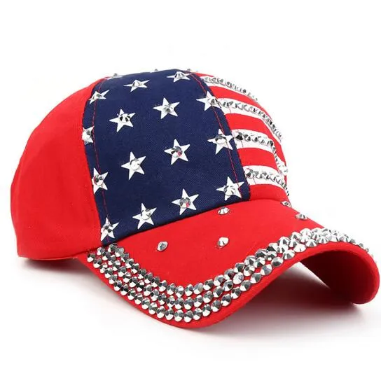 Tasarımcı Beyzbol Şapka Yaz Amerikan Bayrağı Hiphop Şapka Moda Rhinestone Cap Snapback Topu Şapka Boş Güneş Hat Caps