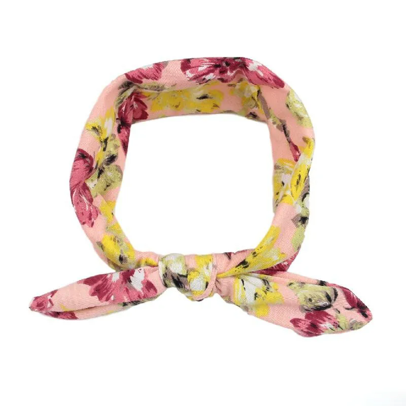 20 färger !Baby Flickor Pannband Rosett Barn Elastiskt Bomull Blomma Hårband Turban Knot Huvudbonader Nyfödd Bunny Ear Håraccessoarer