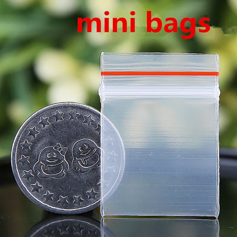 Red Grip Clear Mini Miniature Zip Lock Sacs d'emballage en plastique Alimentaire Bonbons Bijoux Refermable Épais PE Auto-Scellant Petit Paquet Cadeau De Stockage