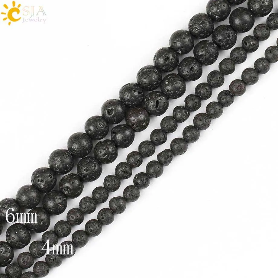 28pcs 14mm Black Round Natural Lava Rock Beads Volcanic Gemstone Loose Beads Lava Stone Beads Essential Oil Diffuser Necklace