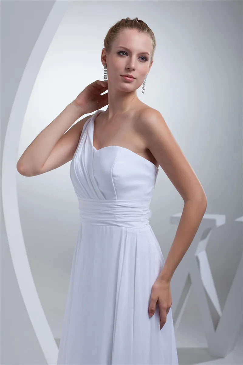 2017 Новый Элегантный Real Photo One Shoulder шифон свадебные платья A-Line лук плюс размер свадебные платья BM39