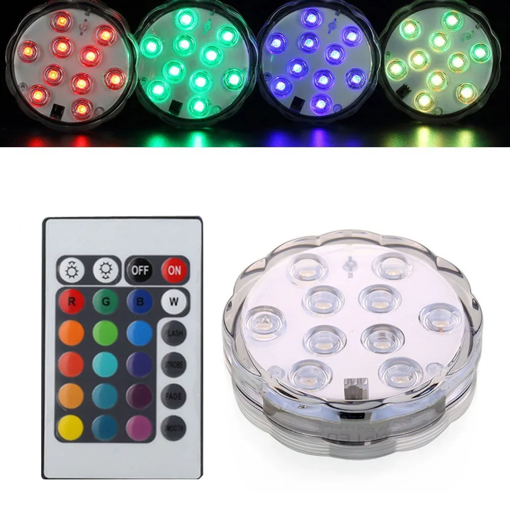 5050 smd 10 LED Submersible Light Kit, Submersible flower design,creating multicolor lighting effect Wedding Birthday Party Decoration